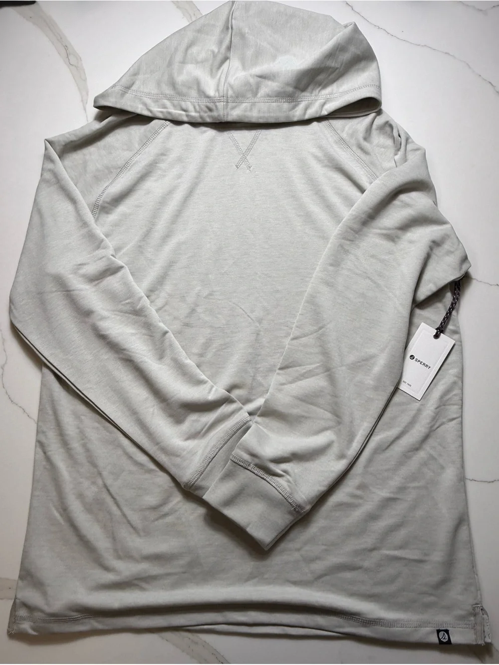 Sperry Light Gray Men's Hooded Performance Long-Sleeve Shirt